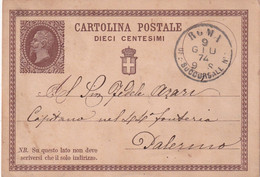 ITALIE 1874   ENTIER POSTAL/GANZSACHE/POSTAL STATIONERY CARTE DE ROMA - Postwaardestukken