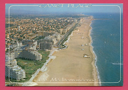 66 - Canet-en-Roussillon - Vue Aérienne De La Plage, Au Loin Le Port - Canet En Roussillon