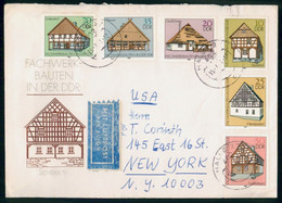 1981 DDR Fachwerbauten Half-timbered House Maison à Colombages Série Complete Set On Travelled Cover To New York USA - Cartas