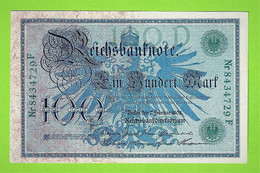 ALLEMAGNE / 100 MARK / REICHSBANKNOTE / 07 - 02 - 1908 / NUMERO ET SCEAU DE COULEUR VERTE - 100 Mark