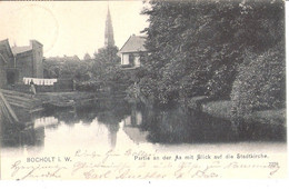 BOCHOLT Westfalen Partie An Der Aa Mit Blick Auf Die Stadtkirche 31.1.1911 Gelaufen - Bocholt