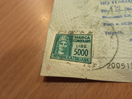 MARCA DA BOLLO CONSOLARE LIRE 5000 - 1970 - Steuermarken