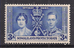 Somaliland 1937 KGV1 3a Coronation Bright Blue MM SG 92 ( R626 ) - Somaliland (Herrschaft ...-1959)