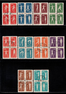 China P.R. 1952 Mi# 146 I-175 II Used - Reprints - 10 Blocks Of 4 - Radio Gymnastics - Reimpresiones Oficiales