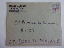 France Cachet D'annulation Doué-La-Fontaine Magre Et Brun à Merle Coq De Decaris - 1962-1965 Coq De Decaris
