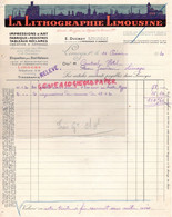 87- LIMOGES- RARE FACTURE IMPRIMERIE LA LITHOGRAPHIE LIMOUSINE-E. DUCROT- P. DUMONT-1 RUE OBSERVATOIRE- 1930 - Printing & Stationeries