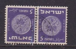 ISRAEL - 1949 Coins 5pr Tete-beche Pair Used As Scan - Gebruikt (zonder Tabs)