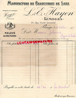 87- LIMOGES-RARE FACTURE CHAUSSURES LUXE HAYON -20 RUE ST SAINT LEONARD- JALOUNEIX PEYRAT LE CHATEAU 1921 - Kleidung & Textil