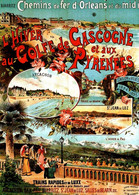 PUBLICITE  Chemins De Fer D' ORLEANS Et Du MIDI Golfe Gascogne Et Pyrénées Reproduction Affiche    (Recto-verso) - Publicité