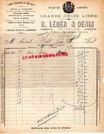 87- LIMOGES- FACTURE G. LEGER & DENIS- GRANDE CRIEE LIBRE POISSONS MER- -2 RUE FERRERIE- 1917 - Alimentare