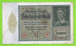 ALLEMAGNE / 10.000 MARK / REICHSBANKNOTE / 19 - 01 - 1922 /  212 X 123 Mm - 10.000 Mark