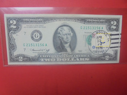 U.S.A 2$ 1976+MARQUE POSTALE Peu Circuler (L.8) - Billets De La Federal Reserve (1928-...)