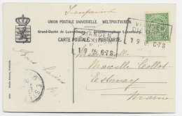 LUXEMBOURG 5C CARTE GRIFFE VIANDEN DIEKIRCH 1.9.1909 TO FRANCE - 1907-24 Coat Of Arms