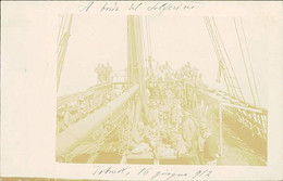 LIBIA / LIBYA - TOBRUCH / TOBRUK -  SOLDIERS / SOLDATI SULLA REGIA NAVE SOLFERINO - RPPC POSTCARD - 1912  (11285) - Libya