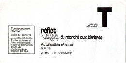 YVELINES - Dépt N° 78 = LE VESINET 1975 = CORRESPONDANCE REPONSE T  ' REFLET Marché Aux Timbres ' - Cards/T Return Covers