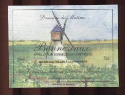 Etiquette De Vin -  Bonnezeaux -  Etchégaray Mallard Au Brossay  (49)  -  Thème Moulin à Vent - Windmills
