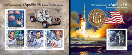 Sierra Leone 2022, Space, Apollo 16, 4val In BF+BF IMPERFORATED - Sierra Leone (1961-...)