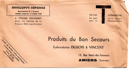 SOMME - Dépt N° 80 = AMIENS 1958 = ENVELOPPE REPONSE T  ' PRODUITS Du BON SECOURS / LABORATOIRE DUBOIS & VINCENT ' - Cards/T Return Covers