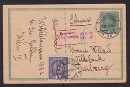 Austria: Stationery Postcard To Switzerland, 1918, 1 Extra Stamp, Censored, Censor Cancel, World War 1 (traces Of Use) - Storia Postale
