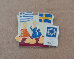 Athens 2004 Olympic Games - Mascots With E.U. Flags, Greece - Sweden Flags Pin - Jeux Olympiques