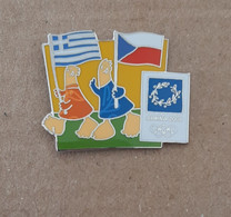 Athens 2004 Olympic Games - Mascots With E.U. Flags, Greece - Czech Republic Flags Pin - Jeux Olympiques