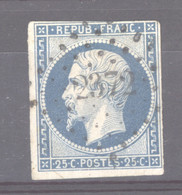 CLX  2827 -  France  :  Yv  10  (o)   Bleu Laiteux - 1852 Louis-Napoleon