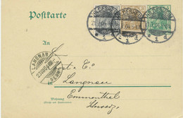 GERMANY „HILDESHEIM / 1“ CDS VFU THREE COLOURS POSTAGE To SWITZERLAND 1904 - Storia Postale