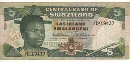 SWAZILAND 5  Emalangeni  P19a ( ND  1992  King Mswati III  - Warriors In Traditional Dress At Back ) - Swasiland