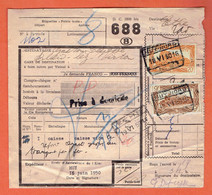 Hman -  Bulletin D'expédition - Obl Huy-Nord 1950 Vers Bleid-Lez-Virton Par Namur Et Ethe - 1942-1951