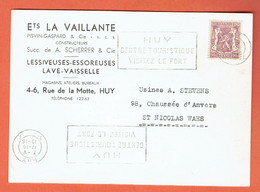 Hman - CP Huy Ets La Vaillante 1951 Vers St Nicolas Waes - Erreur D'Oblitération - Hoei