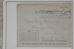 BC1 SVERIGE  BELLE LETTRE FALPOST  1944 MILITARBREV  STOKHOLM + ORBER ++ +AFFRANCH.  INTERESSANT - Militärmarken