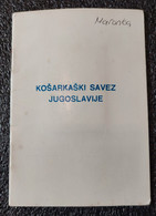 Basketball Union Yugoslavia , ID Card With Photo - Bekleidung, Souvenirs Und Sonstige