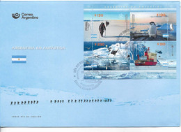 #75129 ARGENTINE,ARGENTINA 2022 ANTARCTICA FAUNA PENGUIN,SHIP ICEBREAKER MINISHEET FDC                            MNH - Antarctische Fauna