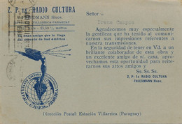 QSL Card Radio Cultura Friedmann Villarica Hacia Habana Cuba . Circulada - Paraguay
