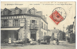 22  LAMBALLE  LA SORTIE DE LA GARE AU FOND L' EGLISE NOTRE - DAME - Lamballe