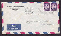 UK - Tangier: Cover To UK, 1954, 1 Stamp, Queen Elizabeth, Wilding, Overprint, Rare Real Use (minor Discolouring) - Bureaux Au Maroc / Tanger (...-1958)