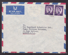 UK - Bahrain: Airmail Cover To UK, 1954, 2 Stamps, Queen Elizabeth, Wilding, Overprint, Rare Real Use (minor Crease) - Bahreïn (...-1965)