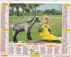 ALMANACH DES PTT Calendrier Des Postes HERAULT, 1990: Fillette Et Chevreau, Oies Et Oisillons - Grand Format : 1941-60