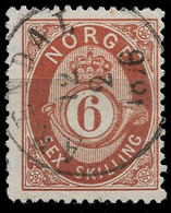 1872 NORWAY NORWEGEN - 6 Sk - Mi.Nr. 20 USED - GEBRAUCHT - Kat- €50 - Gebraucht