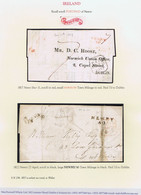 Ireland Down Distinctive Tiny Scroll POST-PAID Of Newry F/K 294,1817 In Red, 1822 In Black On Covers To Dublin - Vorphilatelie