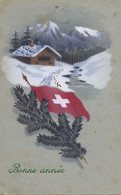 Drapeau Suisse Art Card Paysage Neige Chalet Timbrée Cudrefin  Guerre 1916 Vers St Remy De Chargnat 63 - Au