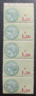 FRANCE 1963 - MNH - YT 33 - Taxes Communales 1F50 - Bande à 5 - Sellos
