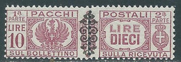 1945 LUOGOTENENZA PACCHI POSTALI 10 LIRE MNH ** - I27 - Postal Parcels