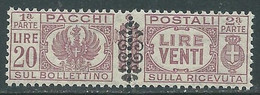 1945 LUOGOTENENZA PACCHI POSTALI 20 LIRE MNH ** - I1 - Colis-postaux