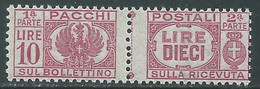 1946 LUOGOTENENZA PACCHI POSTALI 10 LIRE MNH ** - I22-6 - Pacchi Postali