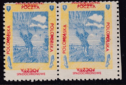 POLAND 1940's Poczta Polowa Fieldpost Label Parachutist Double Print - Otros & Sin Clasificación