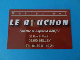Carte De Visite Restaurant Le Bouchon 01 Belley - Cartoncini Da Visita