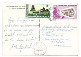 TERRITOIRE FRANCAIS DES AFARS ET ISSAS 1975 DJIBOUTI - FLAMANTS ROSES, COQUILLAGE, VOYAGEE POUR CHARLEVILLE FRANCE, - Storia Postale