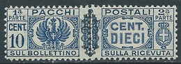 1945 LUOGOTENENZA PACCHI POSTALI 10 CENT MNH ** - RB14-2 - Postal Parcels