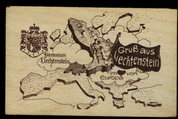 SCHWEIZER SUISSE HOLZ POSTKARTE GRUSS AUS LIECHTENSTEIN EUROPA PRIORITAIRE BOIS WOOD EMMENBRÜCKE Pour NEUILLY - Liechtenstein